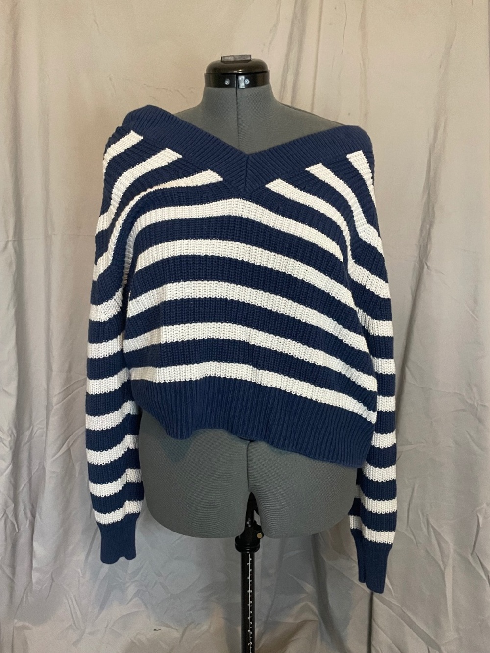 Off the shoulder striped sweater